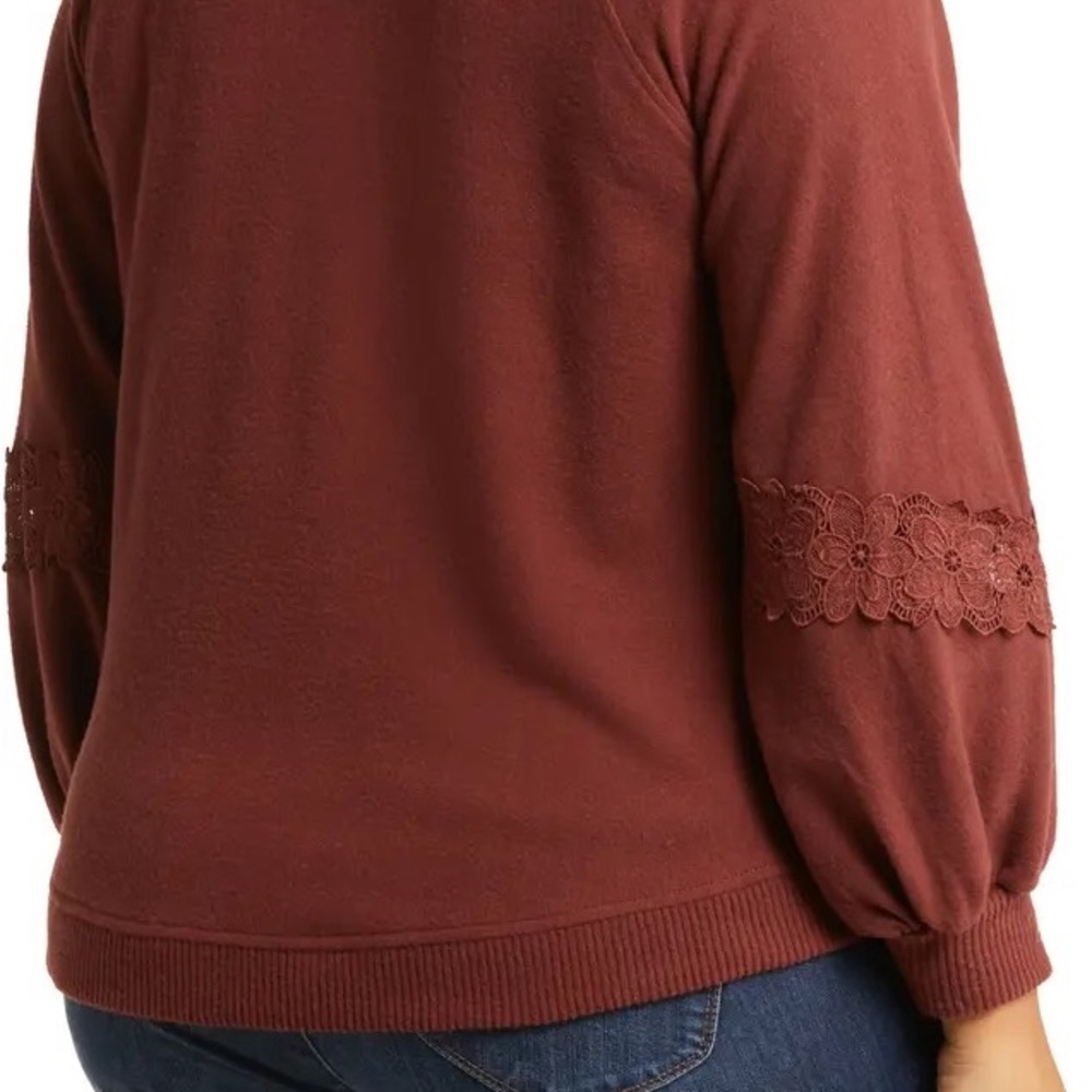 Wit & Wisdom Crochet Inset Blouson Sleeve Pullover - Picture 2 of 6